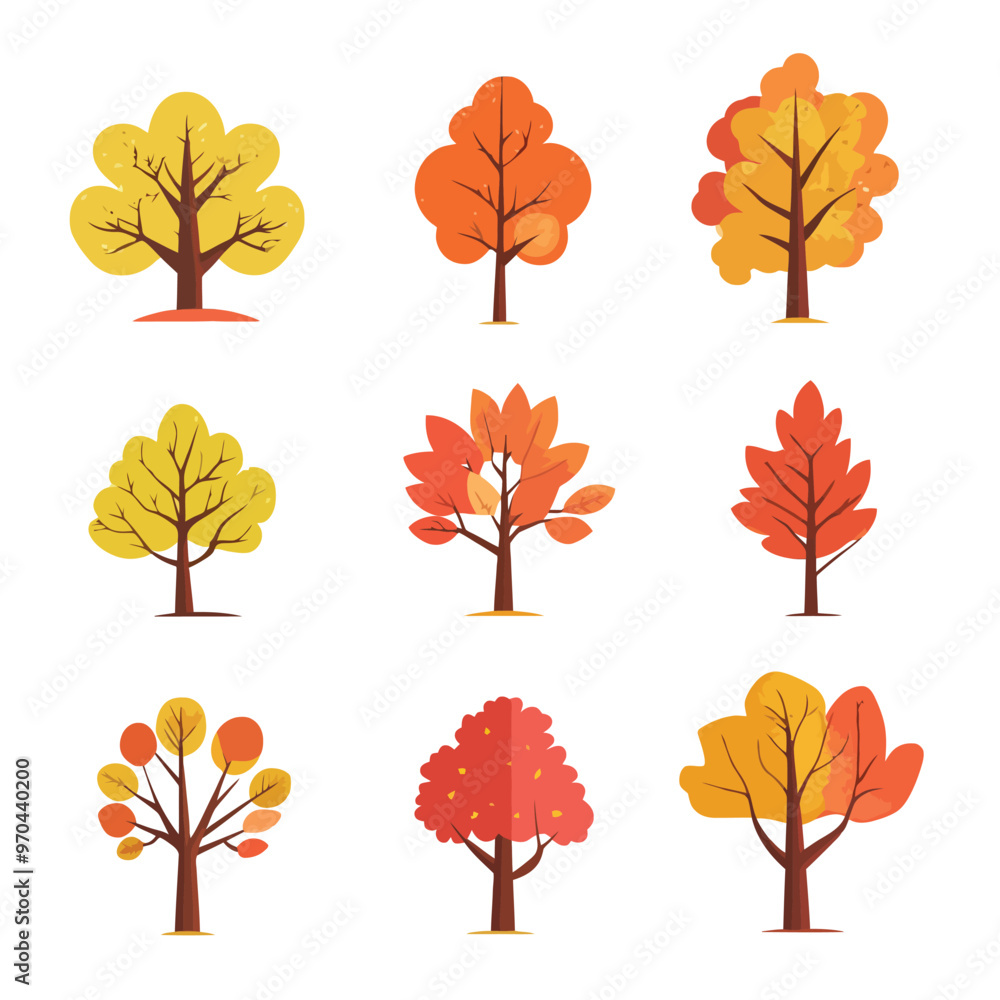 Obraz premium Set of earthy tone trees