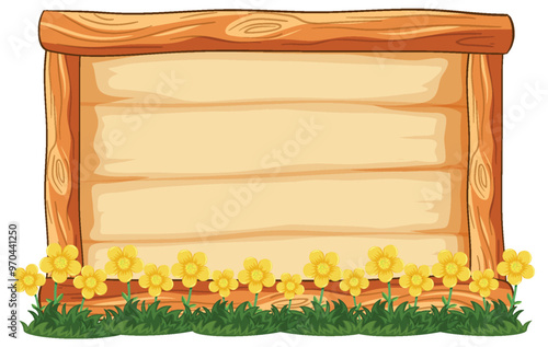 Wooden Sign with Yellow Flowers