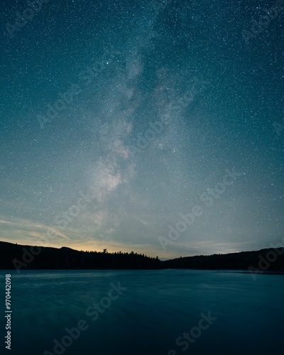 The Milky Way over North-South Lake in the Catskill Mountains, New York