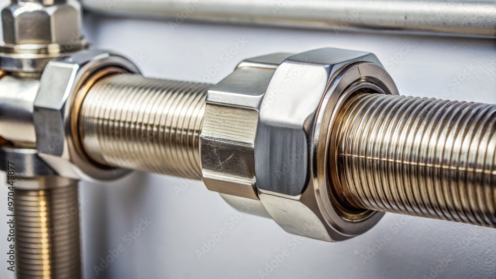 A stainless steel pipe with a threaded fitting attached, designed for installation of a water heater relief valve in a residential plumbing system A stainless steel pipe with a threaded fitting attached, designed for installation of a water heater relief valve in a residential plumbing system