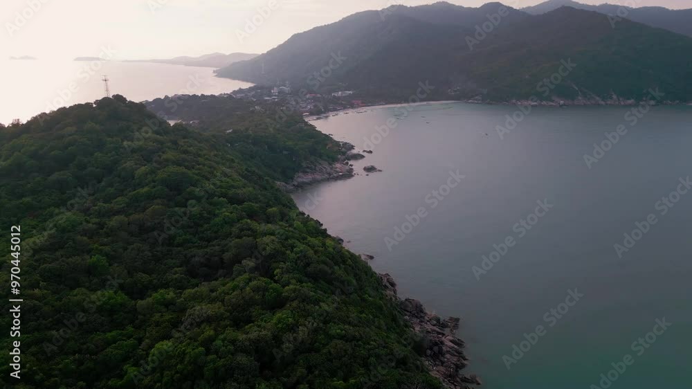 drone above Haad Rin beach in Koh Phangan island gulf of Thailand famous destination full moon party drone above Haad Rin beach in Koh Phangan island gulf of Thailand famous destination full moon party