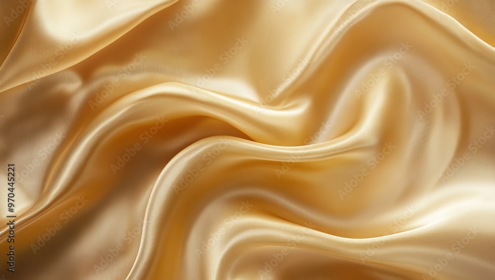 A luxurious golden satin fabric with soft folds and smooth texture. A luxurious golden satin fabric with soft folds and smooth texture.