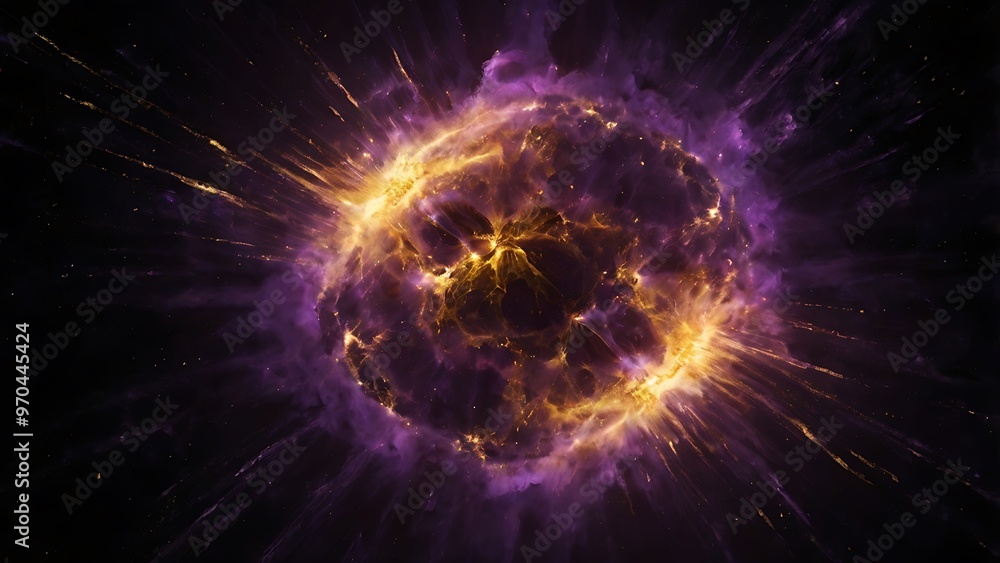 Explosion of a colorful supernova in the galaxy with a black hole in the middle Explosion of a colorful supernova in the galaxy with a black hole in the middle