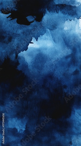 Abstract blue watercolor texture, perfect for backgrounds and artistic designs. Depth and richness in a modern style.