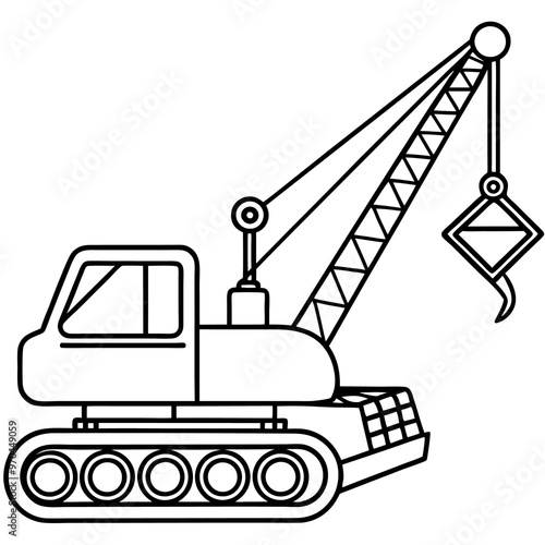 crawler crane loader outline coloring book page line art drawing