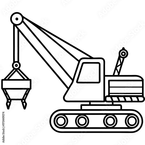 crawler crane loader outline coloring book page line art drawing