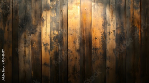 Dark Wooden Plank Wall with Light Beam photo