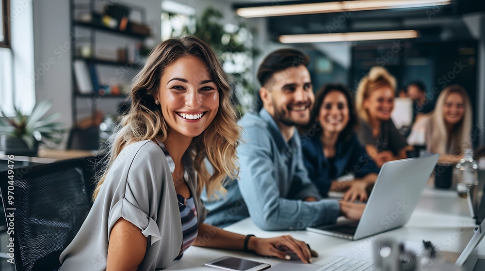 Diverse Happy Colleagues Smiling Together in Office, Business Theme, Portrait Shot, Plain Office Background, Colleagues Diverse Happy Colleagues Smiling Together in Office, Business Theme, Portrait Shot, Plain Office Background, Colleagues