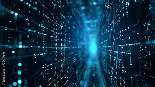 Cyber Tech Grid with Data Points, Background, Cyber Tech, Data Points