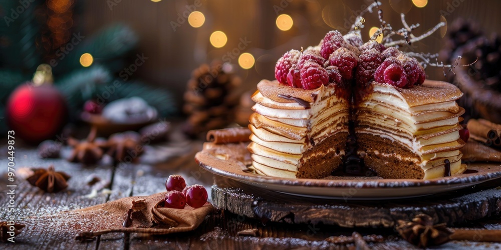 Fototapeta premium Gingerbread Spice Crepe Ombre Cake