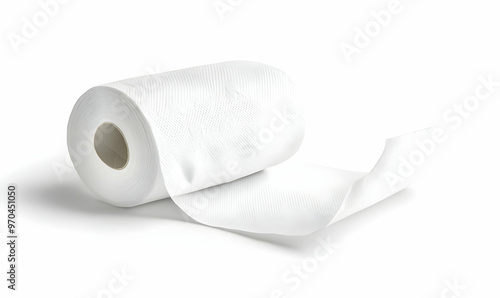 Roll of toilet paper on white background photo