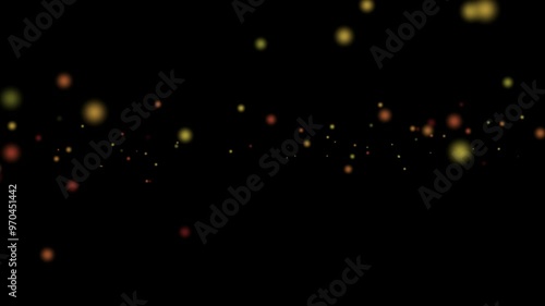 Colorful dots particles moving on black background. abstract flashing fire sparks animation.