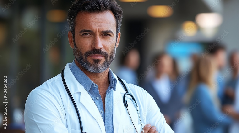Fototapeta premium Pharmaceutical sales and doctors talk, 