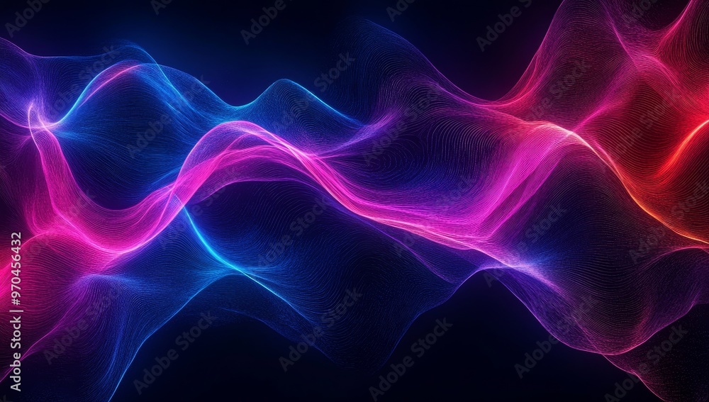 Abstract background with blue and red neon waves. Abstract background with blue and red neon waves.