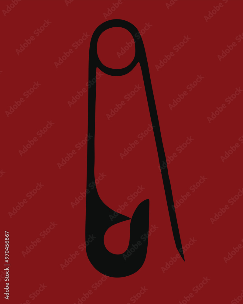 black silhouette of safety pin object black silhouette of safety pin object