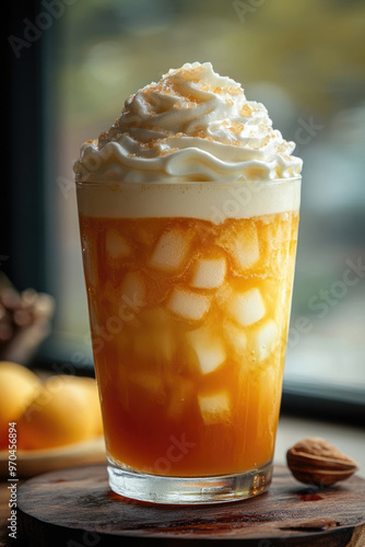 Annona glabra iced tea with salted milk foam cream topping