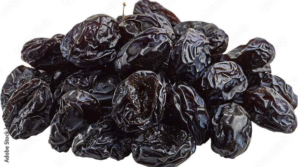 A bunch of dried prunes with a transparent background. A bunch of dried prunes with a transparent background.