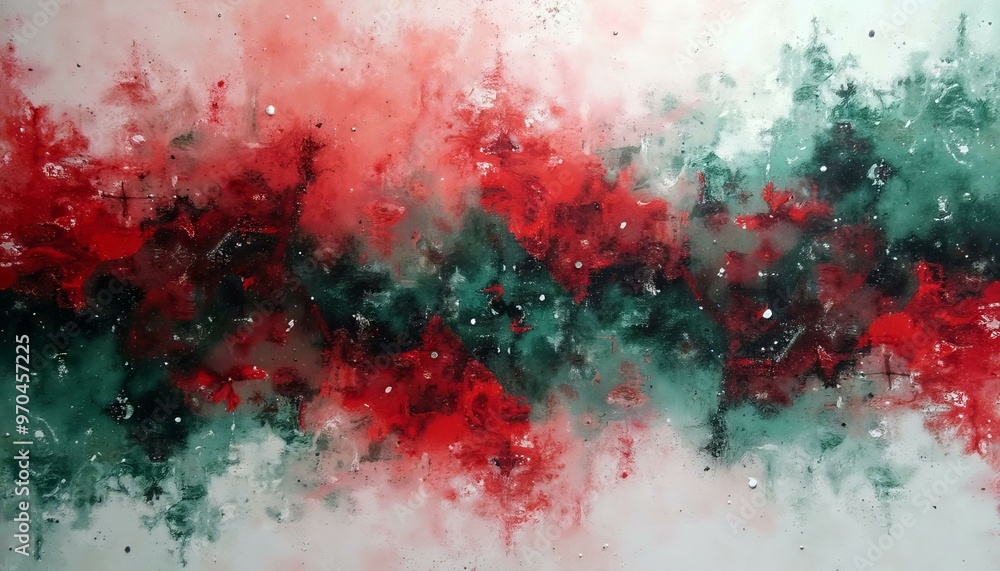 Dynamic Abstract Art with Red, Green, and White Paint Splashes Dynamic Abstract Art with Red, Green, and White Paint Splashes