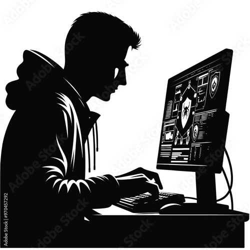 Cybersecurity Analyst Silhouette