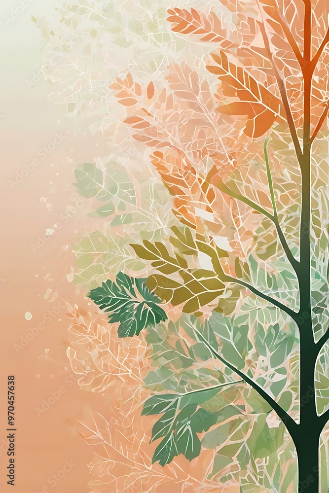 Random colorful leaves of unique plants painting Random colorful leaves of unique plants painting