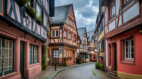 Cobblestone Street in a Historic European Town