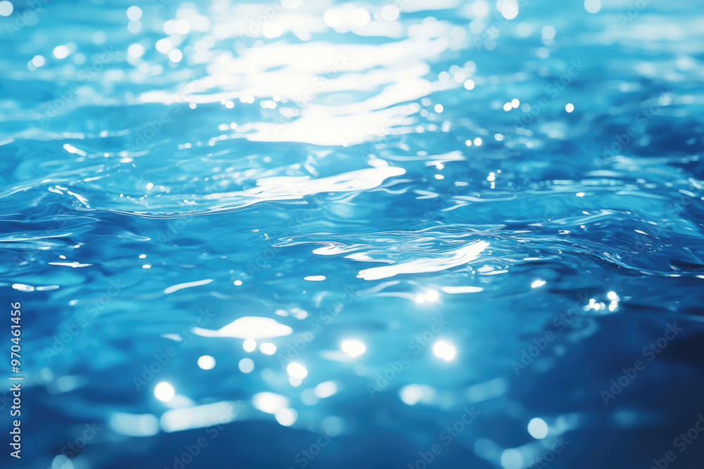 Blurred blue water with ripples, splashes, and bubbles Blurred blue water with ripples, splashes, and bubbles