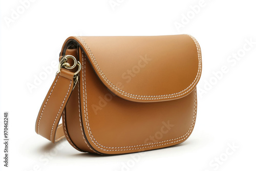 Womens leather crossbody bag on white background