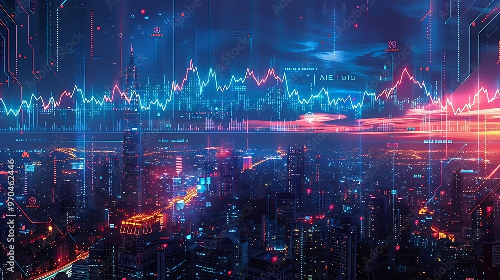 Fototapeta premium city scape futuristic finance investment concept