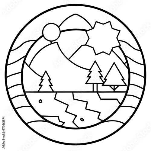 ecological concept outline coloring book page line art drawing
