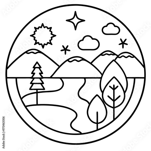 ecological concept outline coloring book page line art drawing