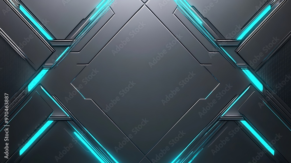 Futuristic Abstract Background with Cyan Lights and Metallic Panels Futuristic Abstract Background with Cyan Lights and Metallic Panels
