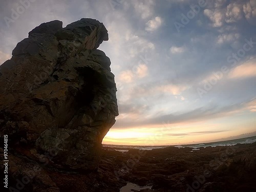 Landscape views of Makara beach at sunset, sunset on the beach photo