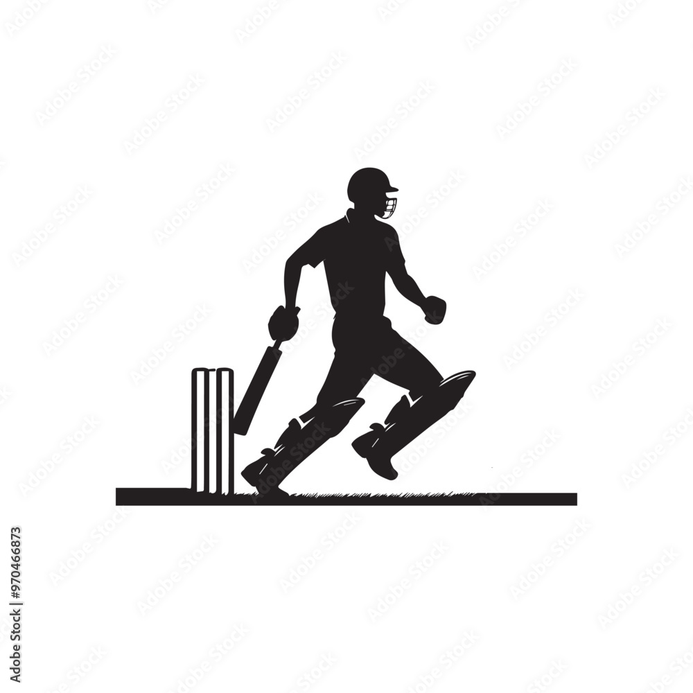 Cricket player vector design. Cricket player logo, icon. Cricket player illustration. Cricket player vector design. Cricket player logo, icon. Cricket player illustration.