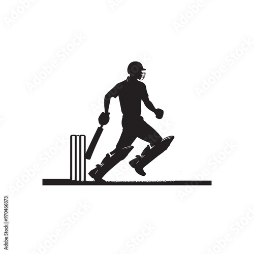 Cricket player vector design. Cricket player logo, icon. Cricket player illustration.