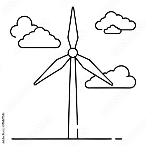 eco turbine outline coloring book page line art drawing