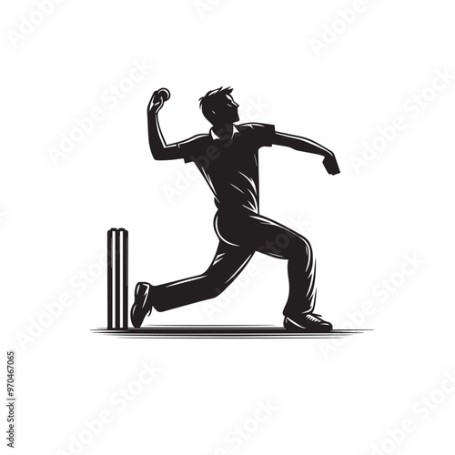 Cricket player vector design. Cricket player logo, icon. Cricket player illustration.