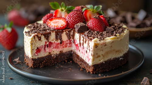 chocolate cake with strawberries