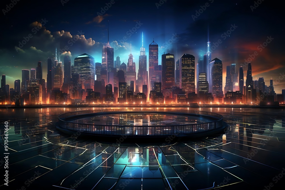 Fototapeta premium city scape futuristic finance investment concept