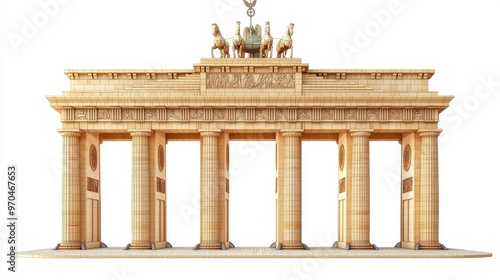 Brandenburg Gate (Germany) clipart, element, 3D illustration, realistic, isolated on white background