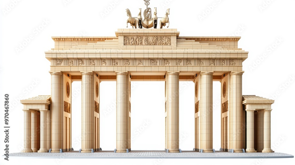 Obraz premium Brandenburg Gate (Germany) clipart, element, 3D illustration, realistic, isolated on white background