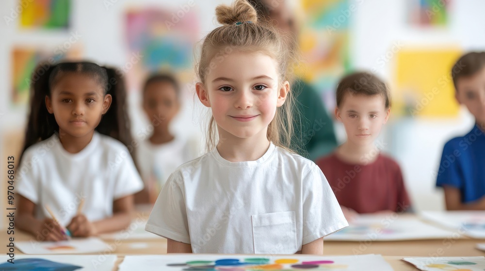 A group of children participating in an art therapy session led by volunteers, art therapy, children, volunteers A group of children participating in an art therapy session led by volunteers, art therapy, children, volunteers