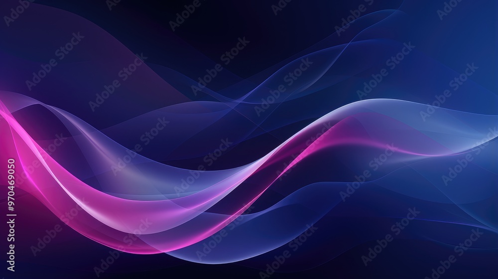 Naklejka premium A vibrant abstract design featuring flowing waves in shades of pink and blue, creating a dynamic and modern visual effect.