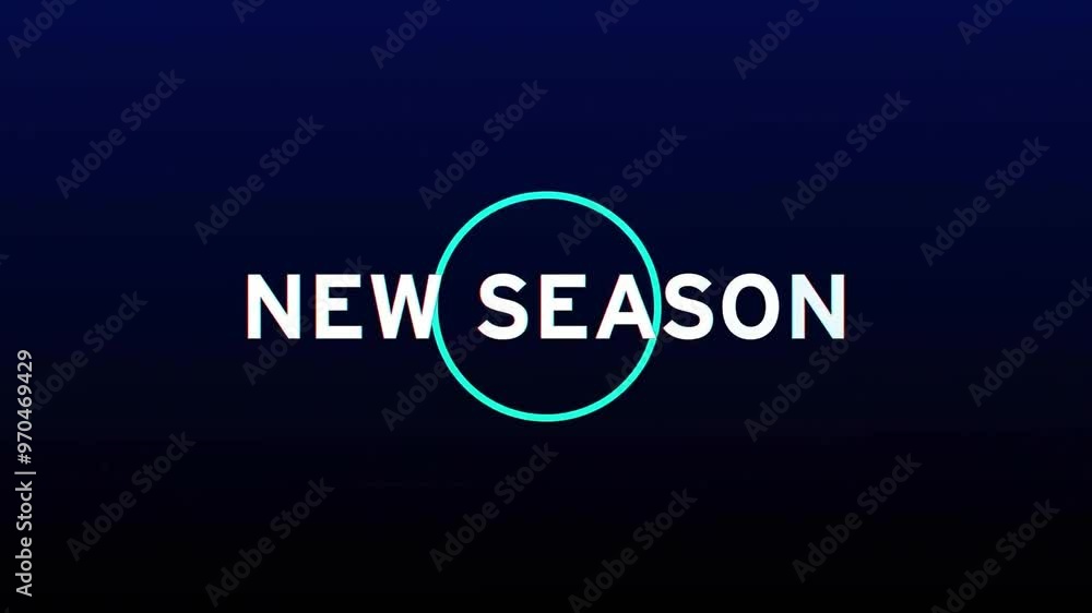 Animation of new season text with shapes on black background Animation of new season text with shapes on black background
