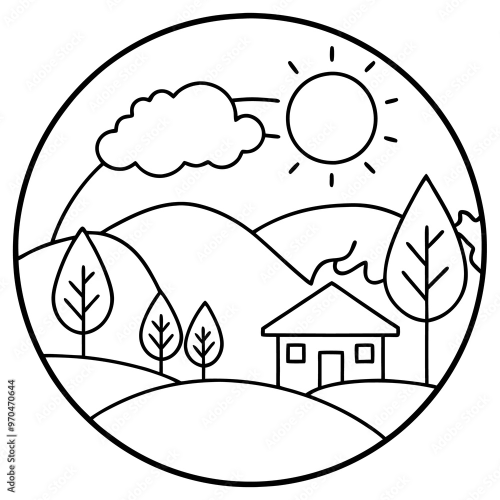 Fototapeta premium environment friendly outline coloring book page line art drawing