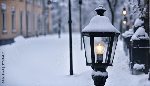lantern in the snow