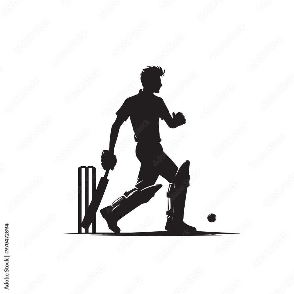 Cricket player vector design. Cricket player logo, icon. Cricket player illustration.