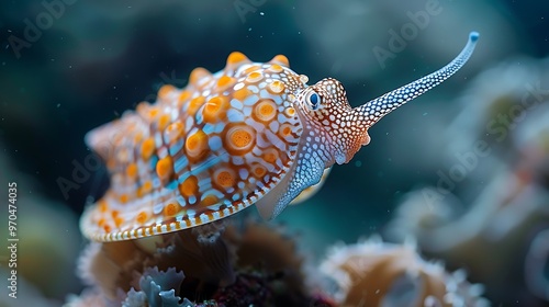 Cone snail harpooning fish, venom injection visualized: A cone snail harpoons its prey with a venomous dart, the visualized injection highlighting the deadly efficiency of this underwater predator. 