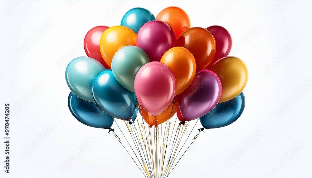 Lively Balloon Bouquet Set Against White Surface Lively Balloon Bouquet Set Against White Surface