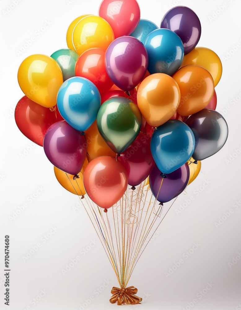 Brightly Colored Balloon Display with White Background Brightly Colored Balloon Display with White Background