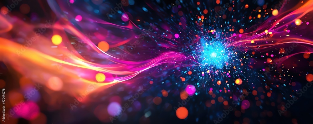 Vibrant abstract visualization of energy and light, showcasing dynamic colors and depth, perfect for creative projects and designs. Vibrant abstract visualization of energy and light, showcasing dynamic colors and depth, perfect for creative projects and designs.